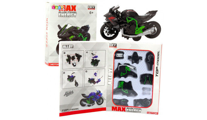 Metallist kokkupandav mootorratas 1:14 DIY rohelise-must