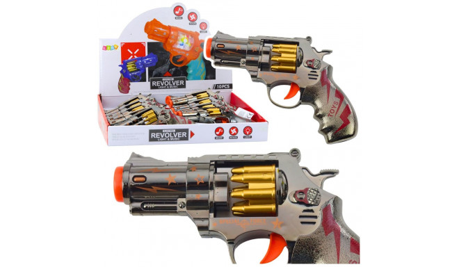 mängupüstol pöörlev revolver salvega tulede ja helidega