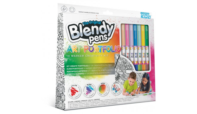 blendy pens kirjatarvete komplekt markerid kunstiportfell 14