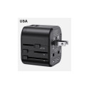 USAMS wall adapter 2xUSB T55 12W 4-in-1 US/AU/EU/UK black CC173TC01 (US-CC173) Universal Travel Char