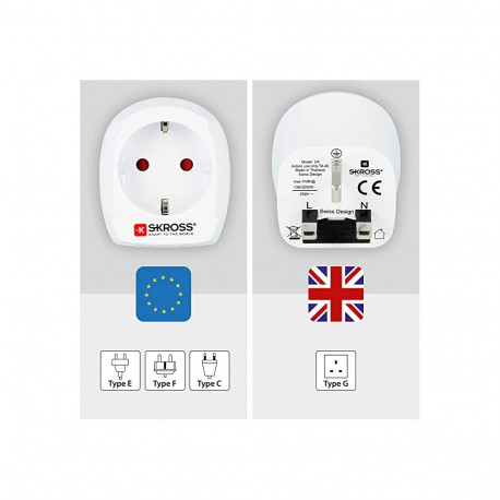 Adapteris UK kištukas - Europa lizdas 230V 7A SKROSS