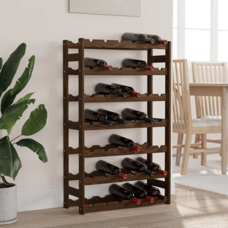 vidaXL Wine Rack for 42 Bottles Brown Solid Pine Wood