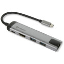 Verbatim USB-C jaoturi adapter - USB-C/2xUSB-A 3.0/HDMI/Ethernet alumiinium 49141
