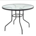 Garden Furniture - JUPITER Garden Table 90cm Tempered Glass Steel Umbrella Hole