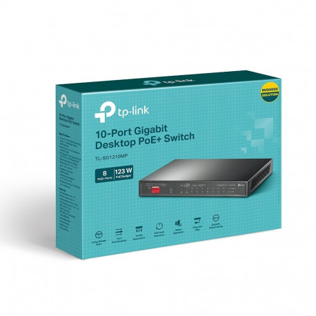 Networking Switch - TP-Link TL-SG1210MP Unmanaged Gigabit 9 PoE Ports 123W Black