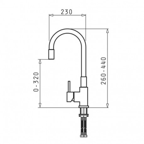 Kitchen Mixer - PYRAMIS FLESSI Horizontal Swivelling Single Lever 44 cm Black Edition
