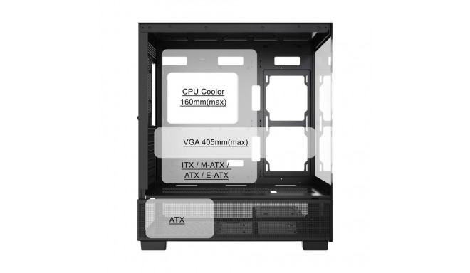 Computer Case - Gembird Fornax X550 ATX, 2x USB 3.2, 1x USB Type-C, Black