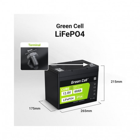 Battery - Green Cell LFPGC12V60AH 12.8V 60Ah LiFePO4