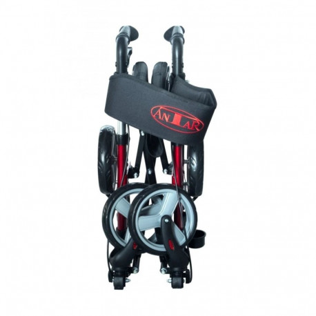 Mobility Aid - Aluminium Walker AT51006 4 Wheels, Adjustable Height, 136 kg, Red