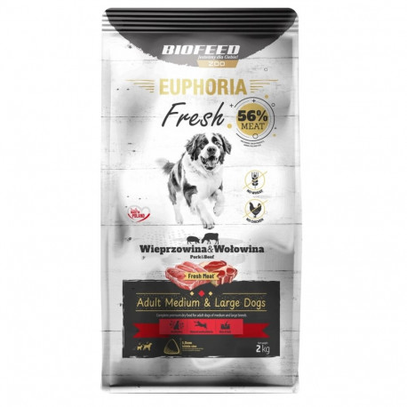 Dog Food - BIOFEED Euphoria Fresh Adult Medium & Large Pork & Beef 2kg