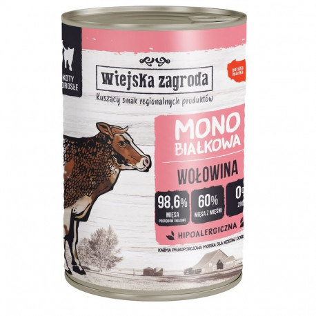 Cat Food - WIEJSKA ZAGRODA Monoprotein Beef Wet 400g Gluten-Free Grain-Free