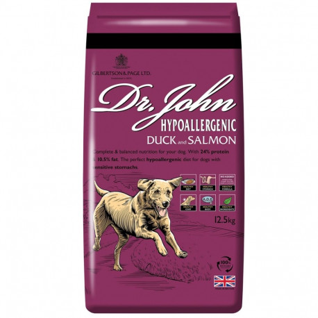 Dog Food - DR JOHN Hypoallergenic Duck & Salmon Dry 12.5kg