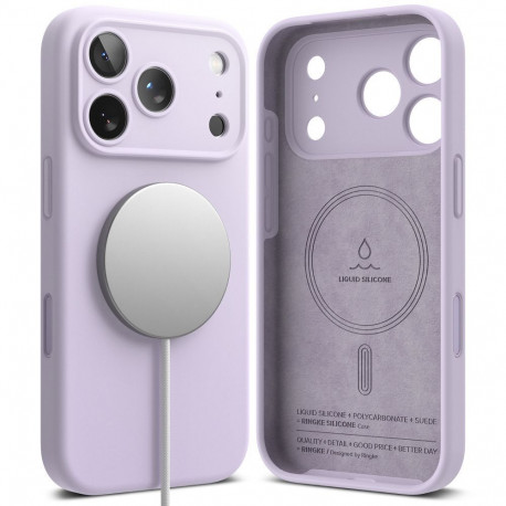 Kaitseümbris Silicone Magnetic, Apple iPhone 17 Pro, helelilla, MagSafe ühilduv, Ringke