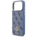 Guess 4G Strass Logo & Big Strap Metal Buttons MagSafe Case for iPhone 17 Pro Max - Blue