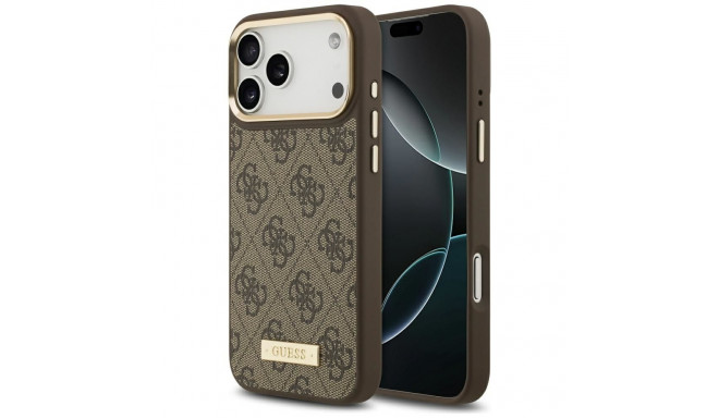 Guess 4G Logo Plate MagSafe Case for iPhone 17 Pro Max - Brown