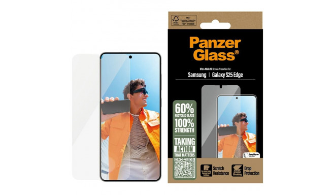 PanzerGlass Ultra-Wide Fit Tempered Glass for Samsung Galaxy S25 Edge - Clear