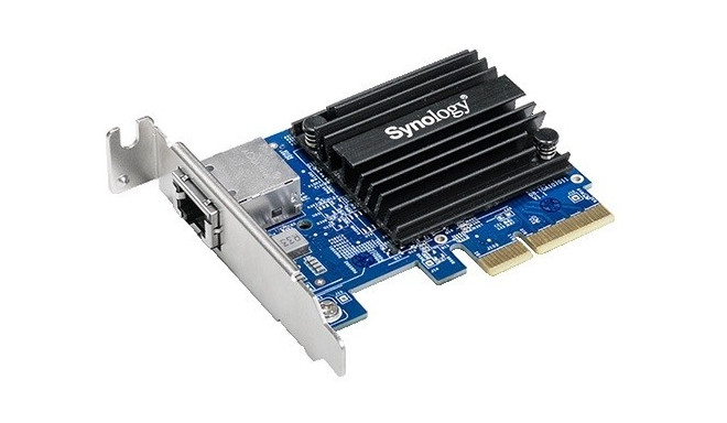 The Synology E10G18-T1 is a single-port 10GbE RJ-45 PCIe expansion card designed sp