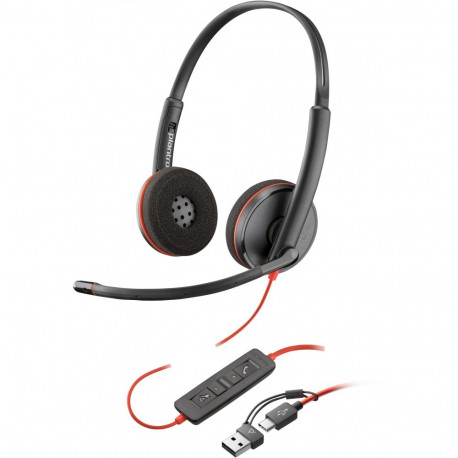 HP Poly Blackwire 3220 stereo USB-C must peakomplekt + USB-C/A adapter (bulk) (209745-104)