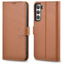 iCarer case Haitang Leather Wallet Case Samsung Galaxy S22 Plus, brown