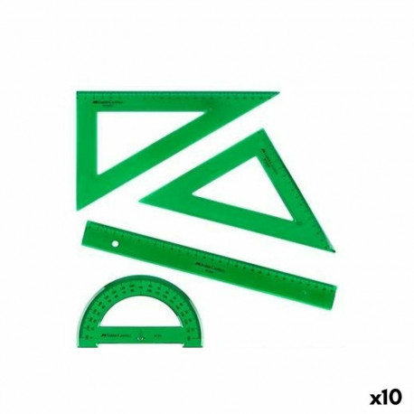 Geomeetria komplekt Faber-Castell Roheline 4 Tükid, osad (10 Ühikut)