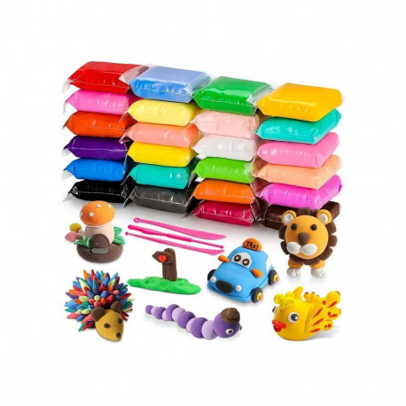 Kiddyz 24pcs Modelling Clay Set Soft Air-Dry & Non-Toxic Creative DIY Toy Multicolor