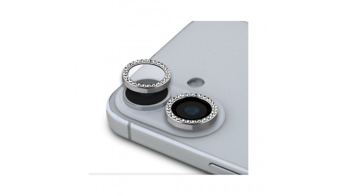 Guess Apple iPhone 16/16 Plus Fixed Glliter Protective Lens Silver