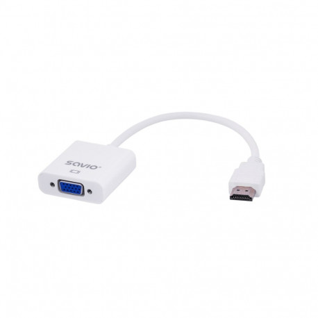 Savio videokaabli adapter CL-27B 0.1m HDMI Type A (Standard) VGA (D-Sub), valge