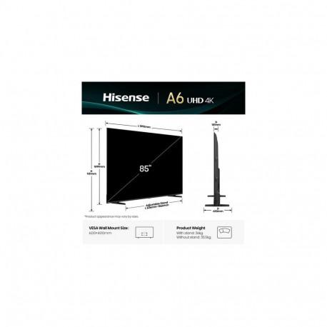 Hisense 85A6Q TV 2.16 m (85&quot;) 4K Ultra HD Smart TV Wi-Fi Black 400 cd/m²