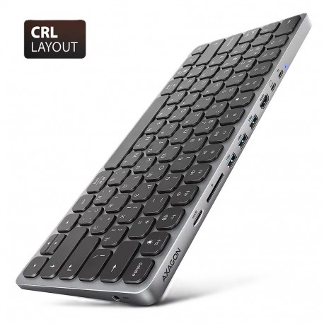 AXAGON HMC-KB keyboard USB-C 5Gbps with HUB microSD/SD 3x USB-A HDMI 4K/60Hz PD 100W