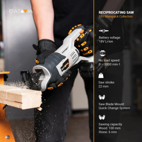 Batavia B.V. | 18V Cordless Reciprocating Saw - Without Battery and Charger