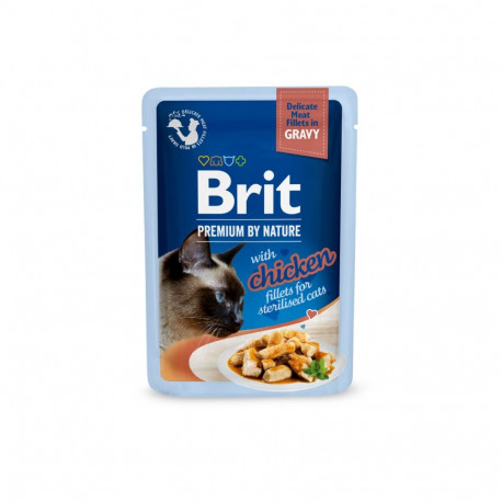 Brit Premium Delicate Chicken Fillets in Gravy wet food for sterilised cats 85g