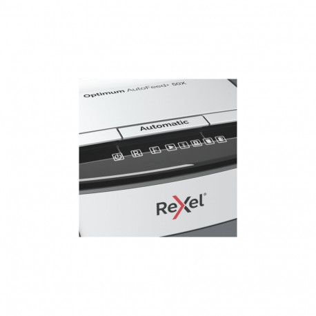 Rexel Optimum AutoFeed+ 50X Paper Shredder Cross cut shredding 4x28mm P-4 20L 55dB, Grey/Black