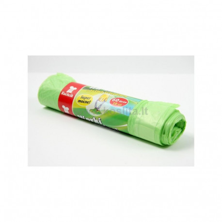 Drawstring Trash Bags, 60l/10pcs., HDPE, green