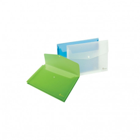 Folder with print Forpus, A4, plastic, with extension, green, transparent