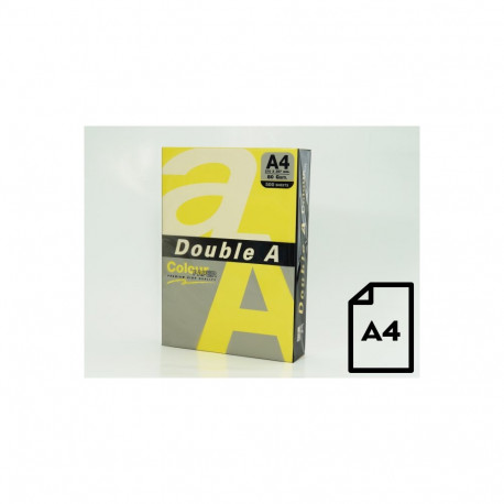 Colour paper Double A, 80g, A4, 500 sheets, Lemon