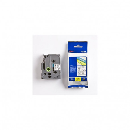 Brother TZe-251 (TZE251) Laminated Labelling Tape Cassette, Black on White, 24mm, 8m