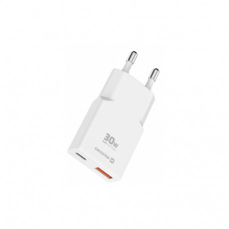 Swissten Slim Travel GaN USB-C / USB Charger 30W