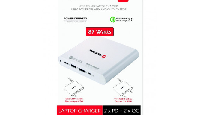 Swissten Travel Charger Notebooks and MacBook / 87W / PD3.0 / QC3.0 / PPS