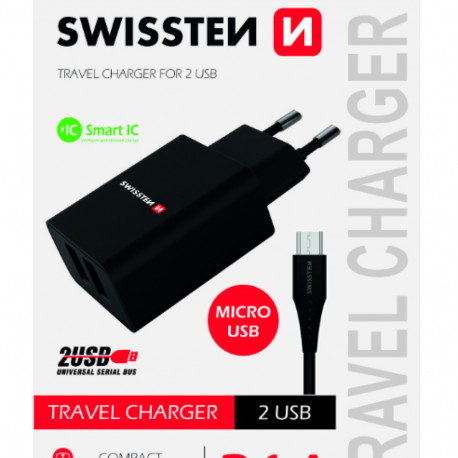 Swissten Premium Travel Charger USB 2.1A / 10.5W With Micro USB Cable 1.2m