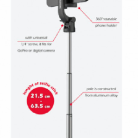 Swissten Bluetooth Selfie Stick Aluminum Tripod For Mobile Phones and GoPro With Remote Control