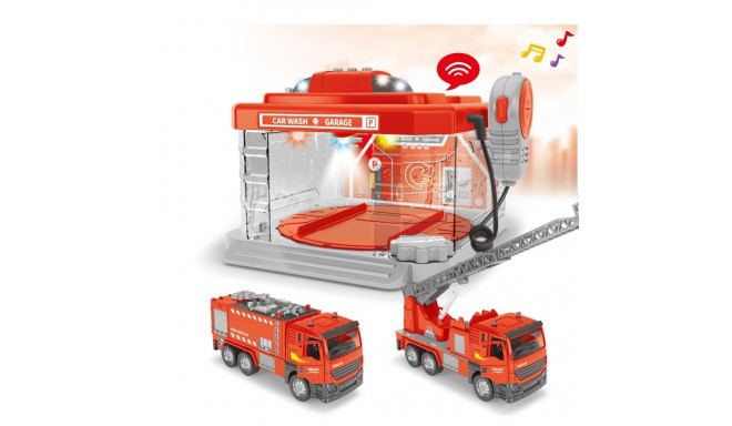 Autopesula ja metallist tuletõrjeauto heli ja valgusega