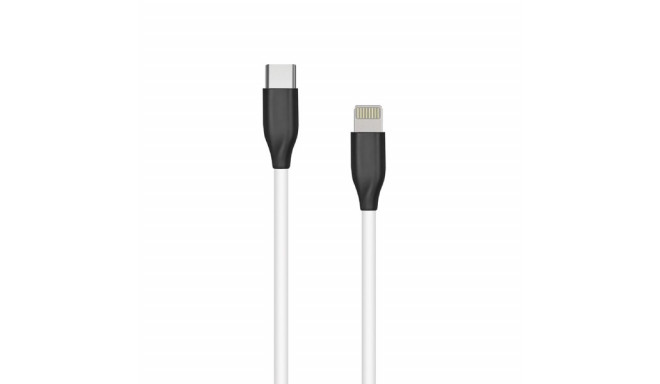 Silicone cable USB Type-C - Lightning (white, 1m)