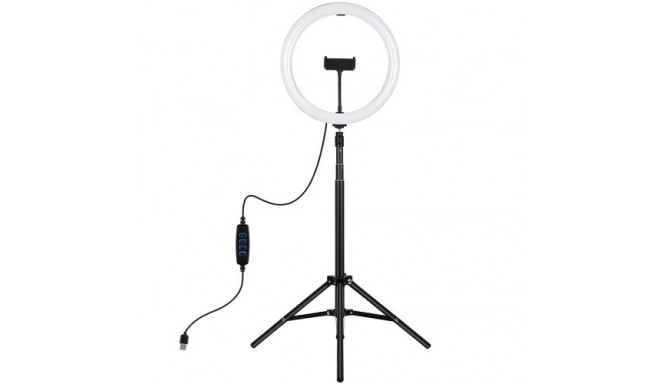 LED Ring Lamp 30cm with Tripod Mount Up To 1.65m, phone clamp, USB