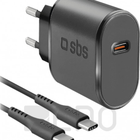 SBS reisilaadija 15W USB-C + USB-C kaabel, must