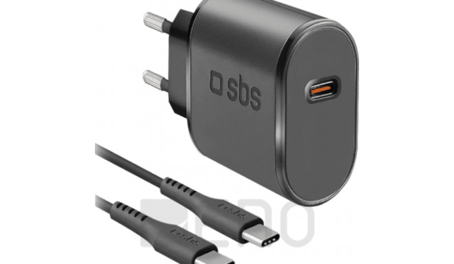 SBS Reiselader 15W USB-C schwarz + USB-C Kabel