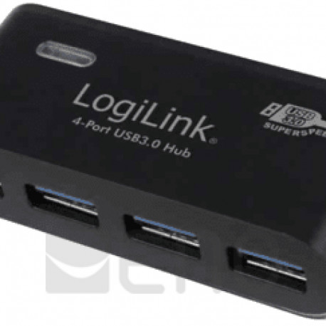 LogiLink USB 3.0-Hub 4-Port schwarz m. Netzeil