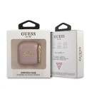 GUA2SASMP Guess Saffiano PC|PU Metal Logo Case for Airpods 1|2 Pink