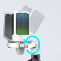 Fifine AmpliGame A6V RGB microphone for gaming | podcasts | streams | tripod | white