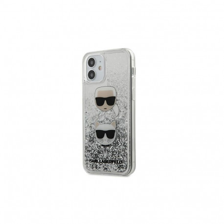 Karl Lagerfeld KLHCP12SKCGLSL Liquid Glitter 2 Heads kate Apple iPhone 12 Mini hõbe