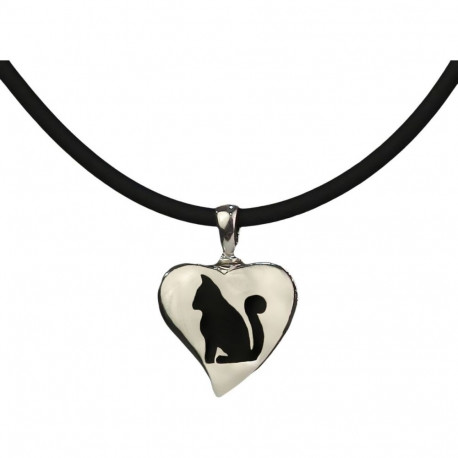 Ladies' Pendant Pet Zen 15 X 16 MM Black Silver